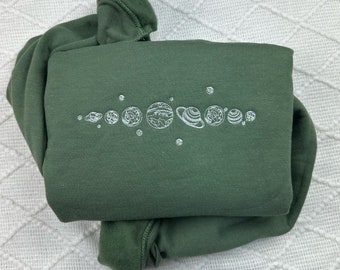 Planets Embroidered Sweatshirt: Galaxy Space Shirt