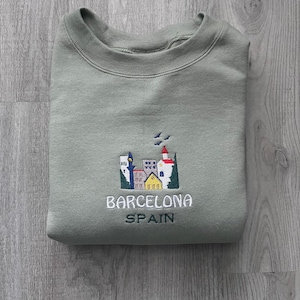 Embroidered Barcelona Sweatshirt: Spain Travel Souvenir Crewneck