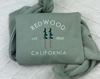 Redwood Embroidered Sweatshirt, National Park Sweater, Redwood California Shirt, Nature crewneck