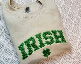 Irish Glitter Embroidered Sweatshirt: St Patrick's Day Sweater