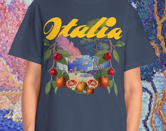 Italia Travel Shirt: Capo di Noli Oil Painting, Mediterranean Style