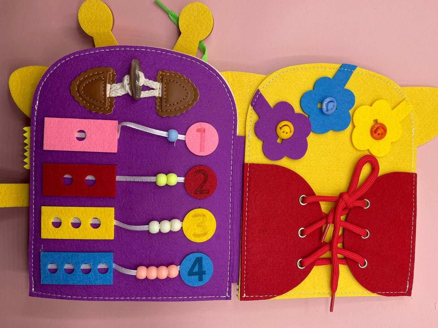 USA Montessori Quiet Book Giraffe Felt Book Montessori Etsy