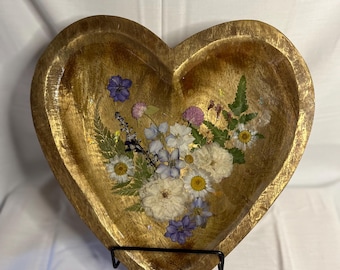 Floral Heart Decorative Tray