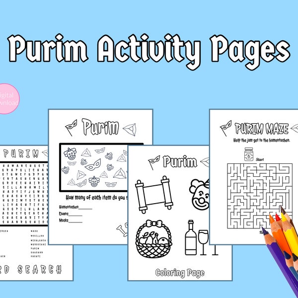 Printable Purim Activity Pages