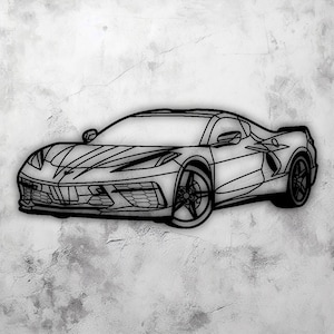 Corvette C8 Metal Wall Art | Automotive Signs | Car Gifts For Him | Car Silhouette Wall Art | Automotive Art | Metal Silhouette