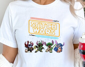 Stitch Star Wars Shirt, Maschen Disney Shirt, Passende Disney Shirts, Star Wars Shirt, Disney World Shirt, Lustige Maschen Shirt, Disney Tees