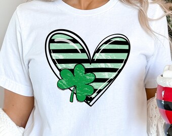 Shamrock And Hand Drawn Heart St Patty’s Day Shirt,St. Patricks Day Shirt,Four Leaf Clover,Shamrock Shirts,Patrick’s Day,Irish Shirt
