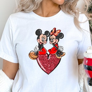 Mickey and Minnie Kissing Shirt, Disney Couple Matching Shirts,Valentine’s Day Love Heart Shirt