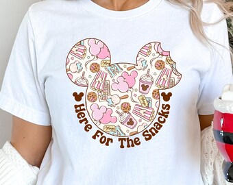 Here For The Snacks Shirt, Mickey Head Disney Shirts, Matching Disney Tees, Disney Snack Shirts, Disney Trip Shirt