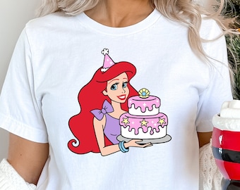 Ariel sjöjungfrutröjor, Disney sjöjungfruprinsesströja, Disney födelsedagsflickatröja, Ariel födelsedagströja