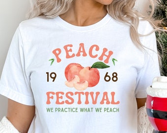 Peach Festival Shirt, Peach Shirt, Fruit Shirt, Botanical Tee, Summer Shirt Aesthetic Shirt, Festival Shirt