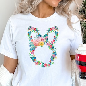 Floral Bunny Head Shirt, Floral Rabbit Shirt, Cute Animal Shirt, Floral Animal Shirt, Floral Rabbit Shirt