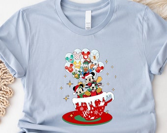 Camisa Disney Christmas Balloon, camisas navideñas de Mickey and Friends, Disneyland Christmas, camisetas Disney Trip, regalos de Navidad