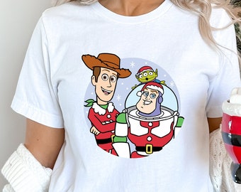 Disney Toy Story Woody and Buzz Lightyear Ugly T-Shirt, Merry Christmas 2022, Disneyland Holiday Vacation Unisex Adult Shirt Kid Tee