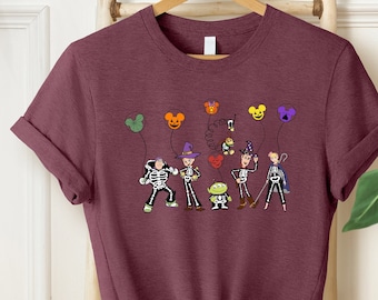 Camisa de Halloween de Toy Story, camisa retro de esqueleto de Toy Story, camisa de Mickey Halloween, camisa de Halloween de Disney, camisa de globo de Disney