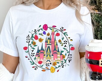 Magic Kingdom Castle Shirt, Princess Castle T-shirt, Magic Kingdom Floral Spring Shirt, Magical Vacation Tee, Matching Family Shirt