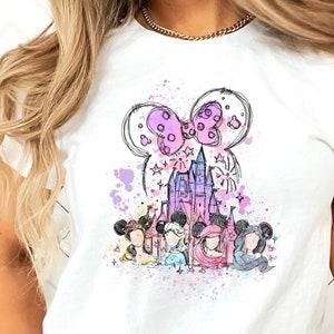 Disney Princess Shirt, Disney Watercolor Castle Tee, Magic Kingdom Shirt, Disney Girl Trip, Princess Shirt,Minnie Ears Shirt