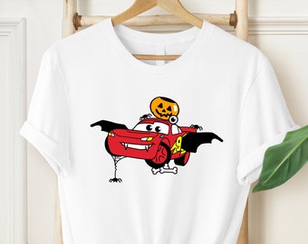 Camisa de Halloween Lightning McQueen, camisa de Halloween de Disney, camisa de Disney Cars, camisa de Halloween McQueen vintage, camisa de viaje de Disney