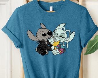 Stitch och Angel Halloween-tröja, Disney Halloween-tröja, Stitch pumpa-tröja, Disney Spooky Season-tröja, Halloween-tröja, Bus eller godis-tröja