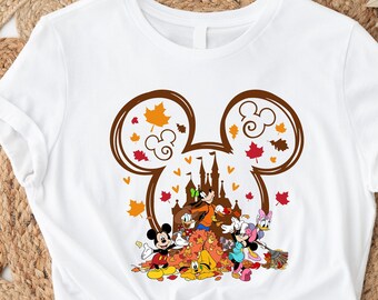 Vintage Cute Mickey and Friends Happy Thanksgiving Comfort Shirt, Disney Fall Vibes Family Matching Tee, Disneyland Fall Autumn Trip Gift