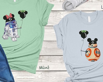 Star Wars Couple T-Shirt, R2D2 BB8 Couple Shirt, Disney Star Wars Shirt, Star Wars Shirt, Mickey Minnie Couple Shirt, Disney Couple Shirt