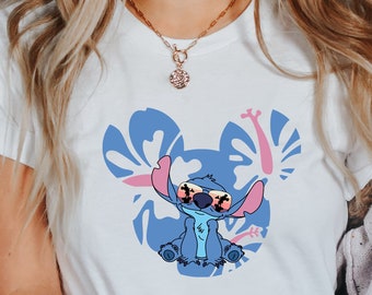 Camisa de puntada, camisa de orejas de Mickey, camisa de Mickey, camisa de Ohana, camisas de puntada de Disney, camisas de orejas de Disney, camisas familiares de Disneyworld, camiseta de puntada