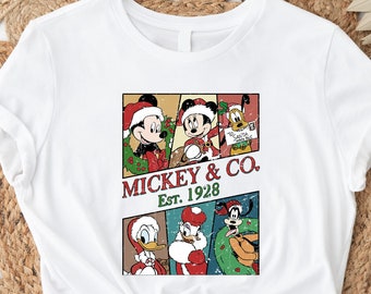 Disney & Co Est. 1928 T-shirt, Disney Jul T-shirts, Musse Pigg och vänner Jultröja, Disney Figurer Julklappströja