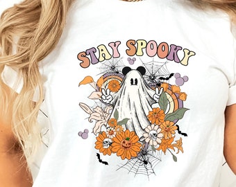 Stay Spooky Shirt, Mickey Ghost Shirt, Mickey Floral Shirt,Spooky Season Shirt, Disney Pumpkin Shirt, Cute Mickey Boo T-shirt