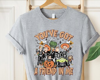 Toy Story Hai un amico in me Camicia Halloween Comfort Colors®, Camicia scheletro Toy Story retrò, Camicia famiglia Disney, Camicia viaggio Disney