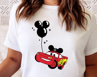 Camisa retro Lightning McQueen, camiseta de Disney Cars, camisa de globo con orejas de Mickey, camisa del mejor día, camisa de Car Pixar, Disney Cars Land