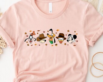 Camisa de Acción de Gracias de Mickey and Friends, Camisa de Otoño de Personajes de Disney, Camisas de Acción de Gracias de Disney, Camiseta de Acción de Gracias crew, camiseta de otoño de Mickey