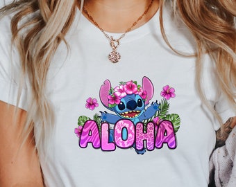 Stitch Shirt, Aloha Summer Shirt, Ohana Shirt, Disney Shirt, Lilo And Stitch Shirt, Ohana Means Family Shirt, Hawaii Shirt, Gift For Her