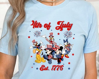 Mickey Mouse & Friends Custom 4th Of July Retro Shirt, Disney Independence Day Tee, WDW Magic Kingdom Disneyland Trip Family Vacation Gift