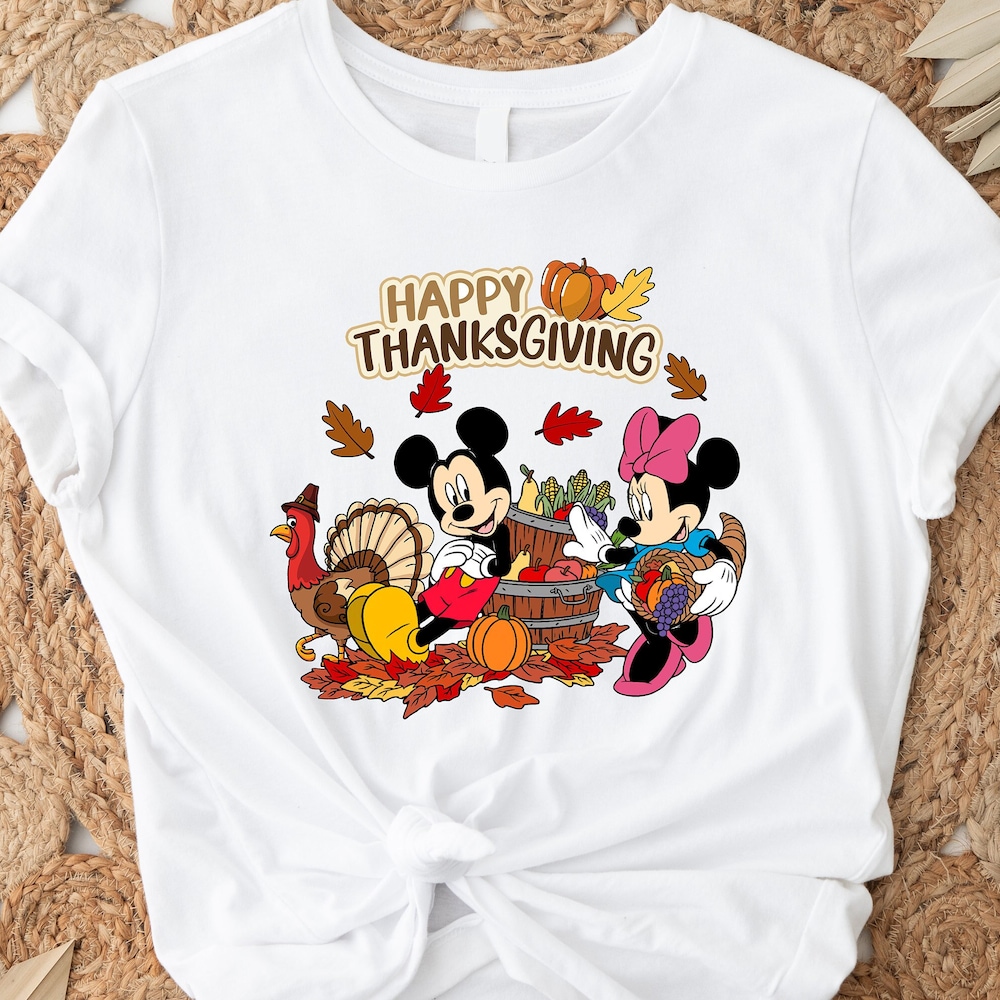 Mickey And Minnie Happy Thanksgiving Shirt, Mickey And Minnie Mouse Shirt, Thanksgiving Disney Shirt, Couples Shirt, Thanksgiving Gifts Bespoketshirt