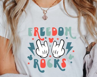 Maglietta Freedom Rocks Mickey, Camicia Disney 4 luglio, Camicia Retro 4 luglio, Libertà Disney, Camicia Indipendenza Disney
