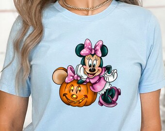 Camisa de Minnie Halloween, camisa de calabaza de Minnie, camisa de otoño de Disney, camisa de color confort de Halloween de Disney vintage, camisa de Disney World