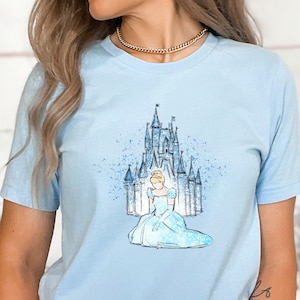 Disney prinses shirt, Assepoester aquarel kasteel shirt, Assepoester kasteel shirt, aquarel Assepoester shirt, Disney shirt