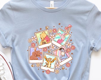 Winnie The Pooh Shirt,  Disney Floral Shirt,Kids Cartoon Shirts, Bear Winnie Piglet Eeyore Tigger Shirt, Gift For Kids, Toddler Shirt