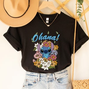 Stitch Floral Shirt, Ohana Shirt, Disney Shirt, Lilo And Stitch Shirt, Ohana Means Family Shirt, Hawai Shirt, Gift For Her, Disneyworld Tee