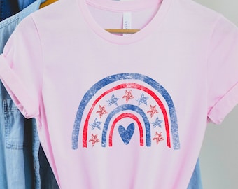 4th of Juli Regenbogen Amerika Shirt, Freiheit Shirt, Fourth Of Juli Shirt, Patriotisches Shirt, Unabhängigkeitstag Shirts, Patriotische Familien Shirts