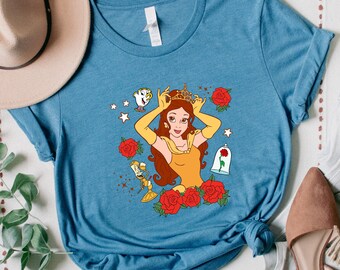 Chemises Belle, chemise de princesse Disney, chemises de collage princesse Doodle, chemises de vacances de parc à thème, chemise de voyage en famille Disney