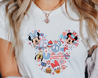 4 de julio Mickey and Friends Shirt, bandera de EE. UU., Disney 4 de julio de 2023 camisas, camisas a juego de Disney 2023, viaje de Disney
