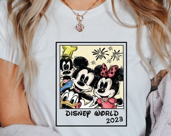 Disney World 2023 Camicia per Gruppi, Camicia Disney, Camicia Disney per Donne, Camicia Disney Unisex da Donna, Camicia Silhouette Topolino