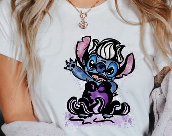Disney Stitch mit Ursula Kostüm Shirt, Stitch Shirt, Ursula Evil Qeen Shirt, kleine Meerjungfrau, Maleficent Shirt, Dark Disney