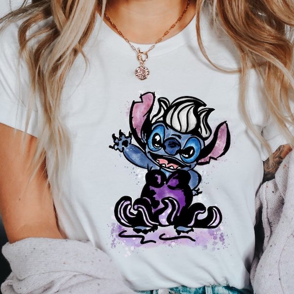 Disney Stitch With Ursula Costume Shirt, Stitch Shirt, Disney Shirt, Ursula Evil Qeen Shirt, Little Mermaid, Maleficent Shirt, Dark Disney