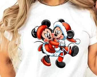 Camisa de Navidad de Mickey y Minnie, camisa de Navidad de Disney, camisas familiares de Navidad de Disney, camisas a juego de Navidad, viaje de Navidad de Disney