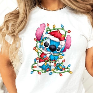 Stitch Santa Stitch Christmas Lights Shirt, Disney Christmas Shirt, Santa Stitch Shirt, Disneyland Christmas Holiday Gift, Disney World Tee
