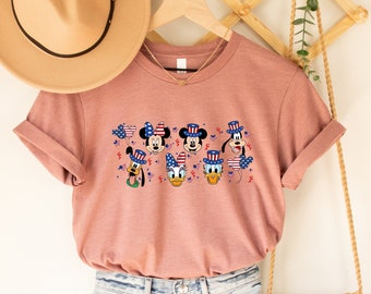 Mickey and Friends American Shirt, Disney 4th of July Shirts, Mickey Minnie Matching Family 4th of July T-Shirt, USA Flag Disney Shirt