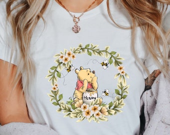 Pooh Bear Shirt, Winnie The Pooh Shirt, Floral Pooh Shirt, The Pooh Shirt, Disney Floral Shirt, Disney World Shirt, Disneyland Shirt