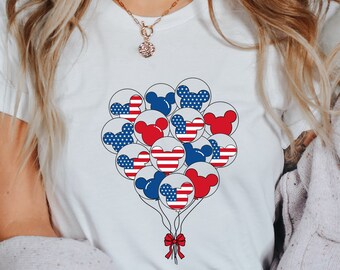 Disney 4th of July Shirt, Mickey Ears USA Shirt,USA Flag Shirt,Disney Independence Day Shirt, Disney Patriotic, Disney Balloons USA Flag Tee